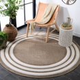 thumbnail image 3 of Safavieh Cabana Henry Striped Indoor/Outdoor Area Rug, Dark Beige/Ivory, 6'7" x 6'7" Round, 3 of 15
