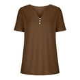 thumbnail image 5 of Raeneomay Button Down Shirts for Women Women's Summer Fashion Solid Color V-Neck Casual Short Sleeved Top Short Sleeved V-Neck Top/Shirt, 5 of 6
