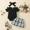 thumbnail image 2 of Zwiiyzr Infant Baby Girl Clothes Newborn Girl Outfit Short Sleeve Romper Skirt Set Cute Baby Clothes for Girls Summer Black, 2 of 8