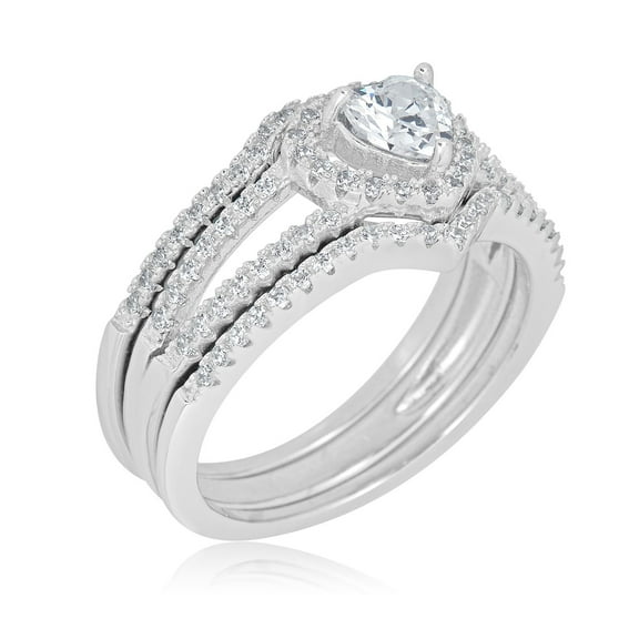 AVORA 925 Sterling Silver 0.50 Carat Simulated Diamond CZ Stackable Engagement Wedding Anniversary Ring  - Size 8