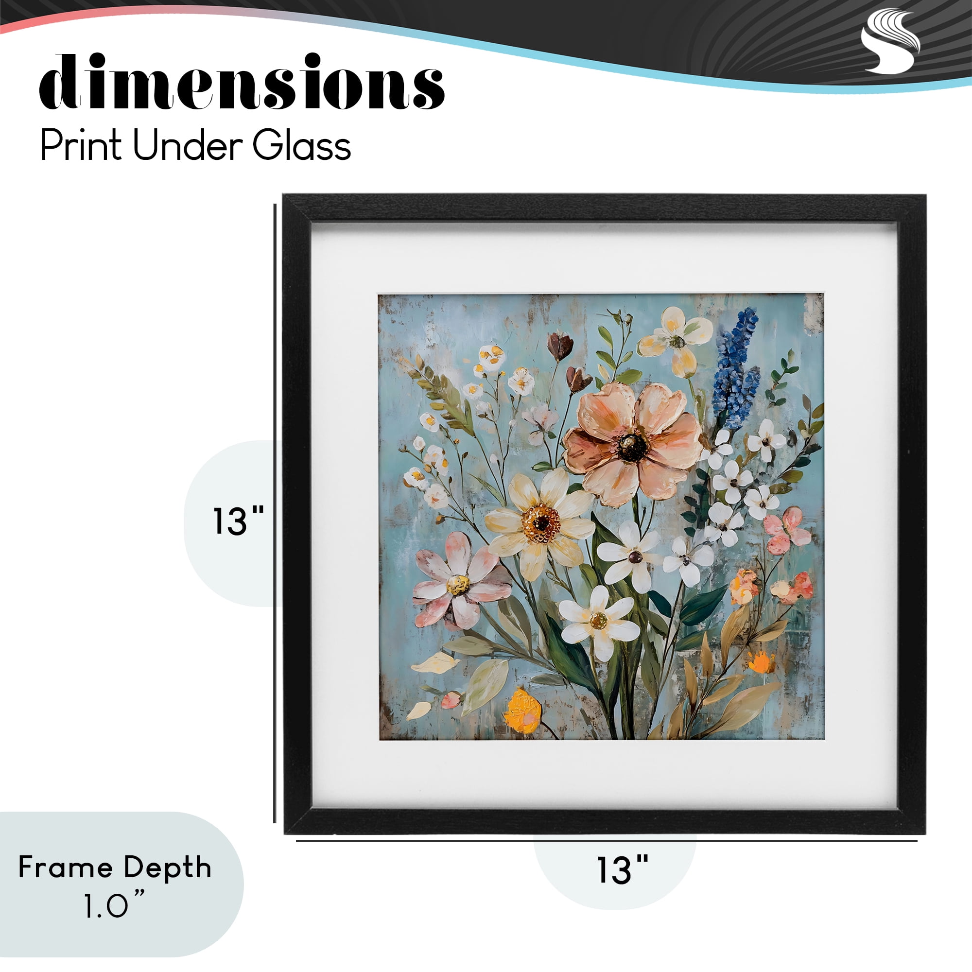 Stupell Industries Wildflower Mix Spring Bouquet Black Framed Print Under Glass, design by Creative Studio