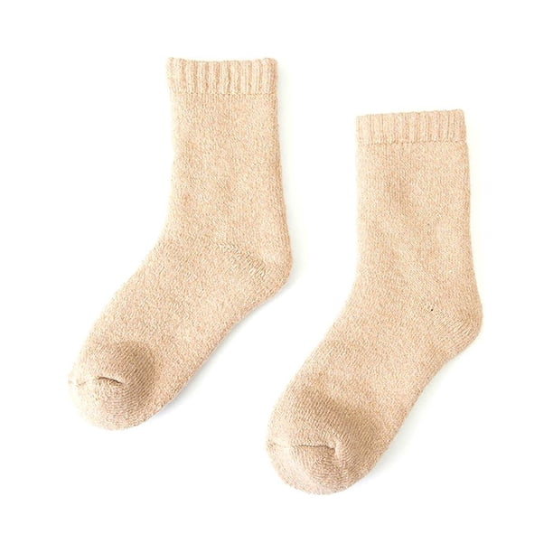 Jumpingount 1 par de calcetines cálidos gruesos de tubo medio de Color sólido cómodos de invierno para correr en casa Camping ciclismo calcetín térmico Medias Mujer Caqui Jumpingount AP013175-08