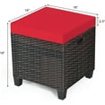 thumbnail image 3 of YSMW 2 Pieces Outdoor Patio Ottoman, All Weather Rattan Wicker Ottoman Seat, Patio Rattan Furniture, Outdoor Footstool Footrest Seat w/Removable Cushions(Mix Brown + Red), 3 of 20