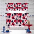 thumbnail image 3 of Independence Day Kitchen Curtains Valances 3 Piece Set, U.S. Flag Themed Stained Retro Texture Rod Pocket Tier Curtain and Valance Drapes for Small Window 24 Inch Length for Bedroom Cafe, 3 of 9