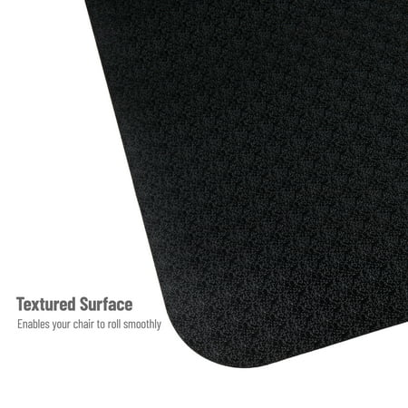 Mind Reader - Office Chair Mat for Hardwood Floors, Under Desk Floor Protector, Rolling, PVC, 47.5"L x 35.5"W x 0.1"H - Black