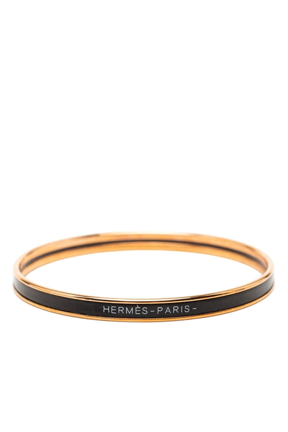 Pre-Owned Hermes Email TPM Bangle, Gold and Black Plated, Enamel, Women's.