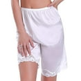 thumbnail image 2 of Women Culotte Half Slips Satin Bloomer Pettipants Under Dresses Lace Trim Pants Elastic Waist Liner Slip Shorts White L, 2 of 4