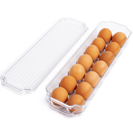 Greenco Stackable Refrigerator Egg Storage Bin With Lid  Stores 14 Eggs  Clear