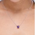 thumbnail image 3 of ANGARA Natural Classic Cushion 2.2 ct Amethyst Solitaire Pendant in 14K Yellow Gold for Women (Size-8mm) | February Birthstone, Anniversary, Jewelry Gift for Women | Natural Amethyst Necklace, 3 of 10