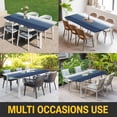 thumbnail image 5 of Navy Blue Ombre Table Cloths for 8 Foot Rectangle Tables, Modern Abstract Art Texture Patio Waterproof Elastic Fitted Tablecloths, Washable Rectangular Table Cover for Camping, 5 of 8