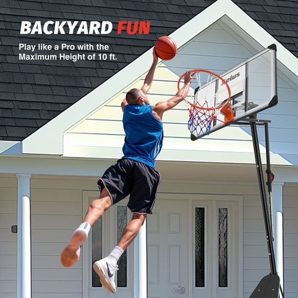 ZELUS Panier de Basket Extérieur Intérieur 168-305 cm Hauteur Réglable Support de Panier de Basketball sur Pied avec Jante Standard 46 cm, Panneau 110 cm et Sac de Poids, pour Enfant Adolescent