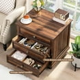 thumbnail image 4 of Brezey 24" Wide Farmhouse Night Stand,Large End Table with 3 Drawers & Metal Handle,Dresser for Bedroom, Wood Bed Side Table Chest of Drawers Cabinet, Retro Brown Nightstand for Living Room,Closet, 4 of 16