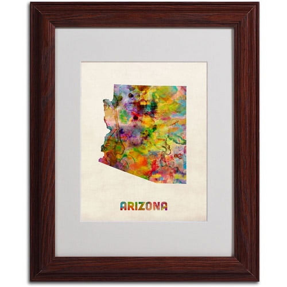 Trademark Fine Art "Arizona Map" Matted Framed Art by Michael Tompsett, Wood Frame