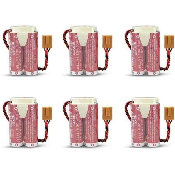 6 PCS ER1750 3.6V 5500mAh Replacement Battery Pack for Kawasaki MD500N 50750-1018 3.6V Robot Battery Pack Maxell ER17/50 Battery with Plug