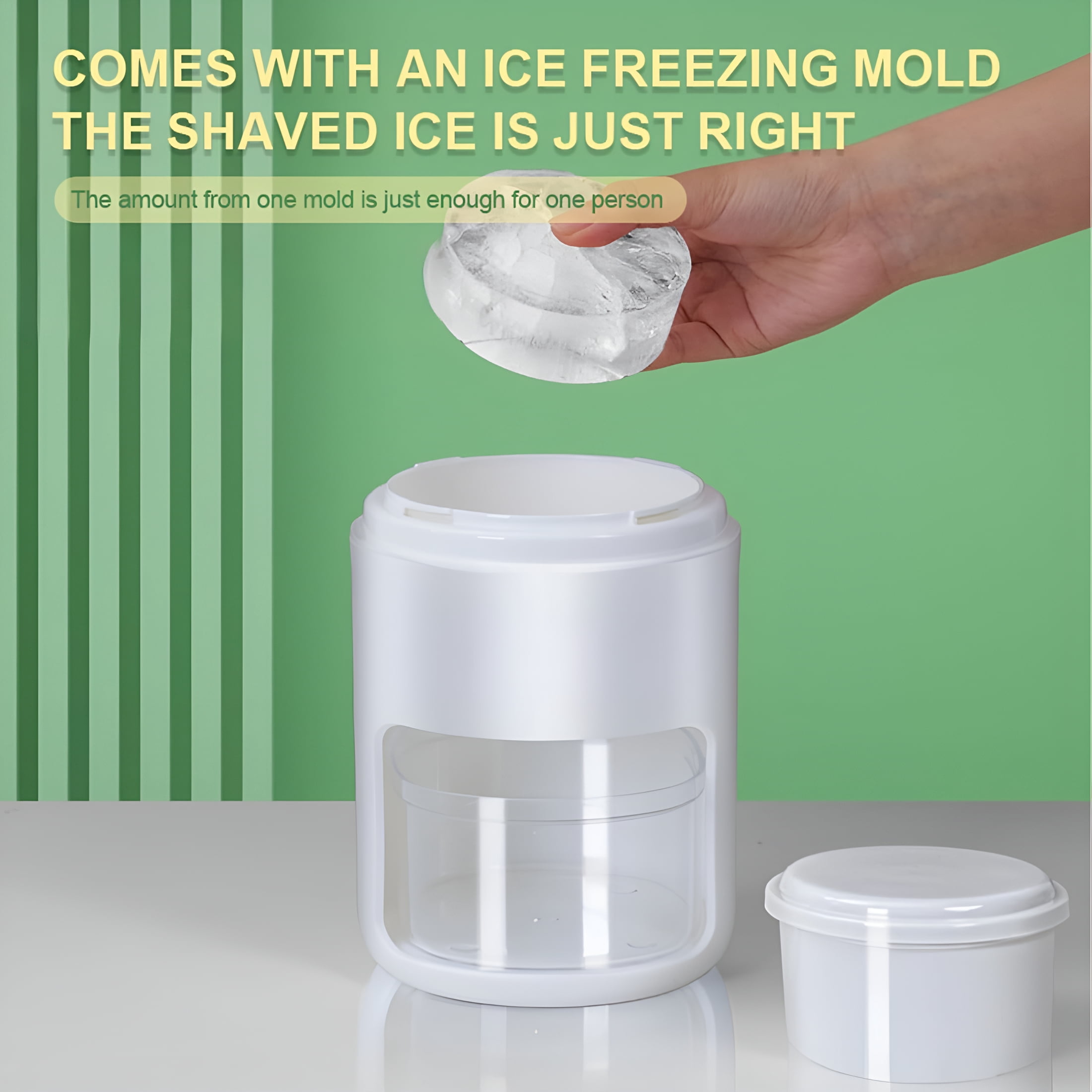 CURYMAY Portable Ice Shaver,Hand Crank Snow Cone Machine,Household Small Ice Maker Crusher,Manual Shaved Ice Machine with 1 Reusable Plastic Ice Mold Cups for Making Snowcones Ice Cream (White)
