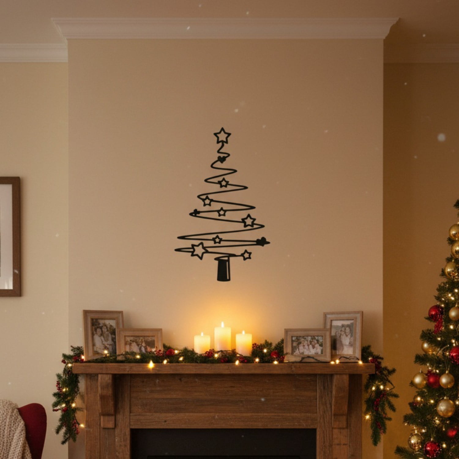 Rustic Metal Christmas Tree Wall Decor, Rust-Resistant Holiday Sign for Indoor and Outdoor Use, Farmhouse Style Winter Accent for Patio, Garden, Living Room