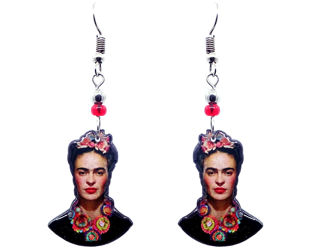 Frida Kahlo Dangle and Drop Gold with Pearsl 1.5 Earring Set