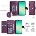 thumbnail image 3 of For Samsung Galaxy A27 5G 6.7-inch RFID Blocking Protective Purse Wallet Case For Women Men Multi-Card Slots Zipper Pocket Detachable Shoulder Strap And Wrist Strap,Shockproof Phone Case,Dark purple, 3 of 9