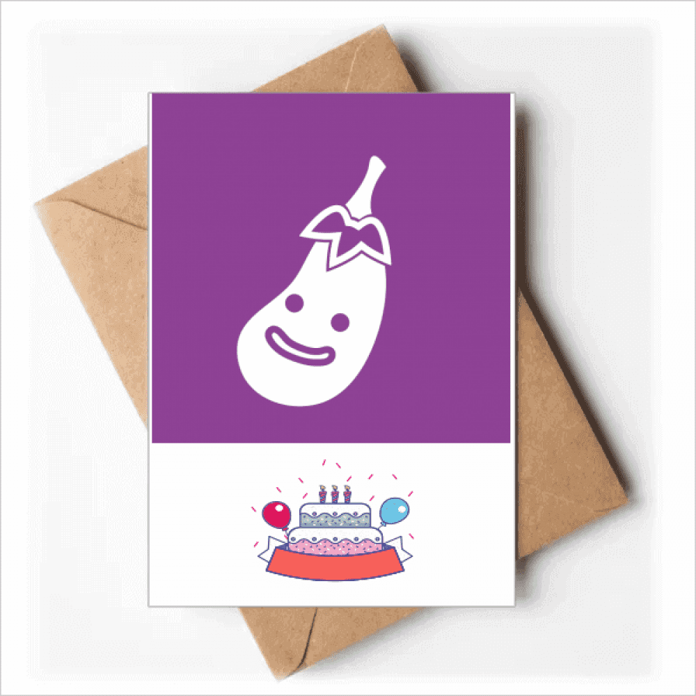 Vegetable Expression Happy Eggplant Body Happy Birthday Greeting Cards Envelopes Blank