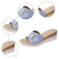 thumbnail image 6 of Rokment Womens Buckles Platform Wedge Slides Sandals 2026 Trendy Casual Leather Espadrilles Chunky Slip on High Heels Beach Summer Dress Slippers Sky Blue Size 8, 6 of 9