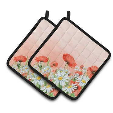 Caroline's Treasures Poppies and Chamomiles Pair of Pot Holders