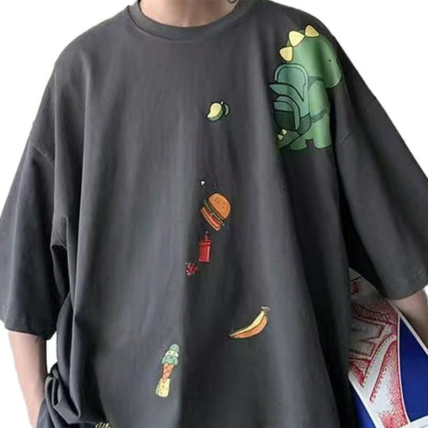 Camiseta de manga corta con estampado de dibujos animados para hombre camisetas holgadas informales a la moda con linda hamburguesa para hombre camisetas de verano de manga corta Walmart en linea