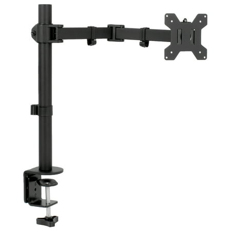 Double Arm Desk Mount - VIVO Full Motion Single VESA Monitor Desk Mount Stand with Double Center Arm Joint | For 13
