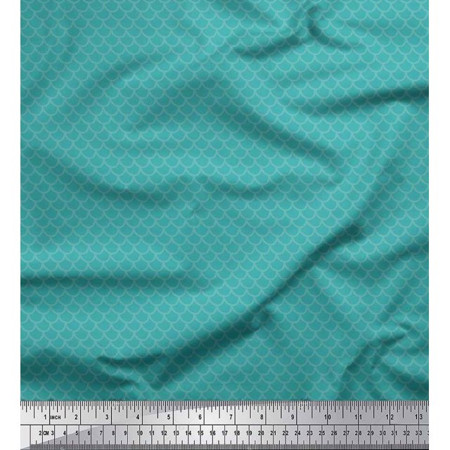 Soimoi Silk Fabric Scales Geometric Print Fabric by the Yard 42 Inch Wide