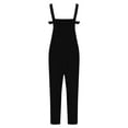 thumbnail image 4 of ABATAB Plus Size Overalls for Women Cotton Linen Square Neck Capri Jumpsuit Loose Fit Summer Wide Leg Rompers with Pockets, 4 of 5