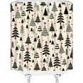 thumbnail image 3 of Christmas Shower Curtain Black Xmas Tree Stars Rustic Farmhouse Cartoon Winter Holiday Merry Christmas 36x70(WxH) Inches Bathroom Decor Fabric Curtain with Hooks, 3 of 6