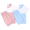 thumbnail image 2 of HAOYUNL 3M-13Y Baby Kids' Summer Cotton Outfit Toddler Youth Solid Color Short Sleeved Set for Children, 2 of 10