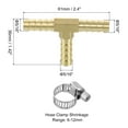 thumbnail image 2 of Uxcell 2pack Brass Tee Barb Fittings, 3-Ways Tee 5/16" x 5/16" x 5/16" Barbed, with 6pack Hose Clamps, 2 of 7