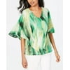 JM Women's Collection Printed Poncho Top Green Size Medium