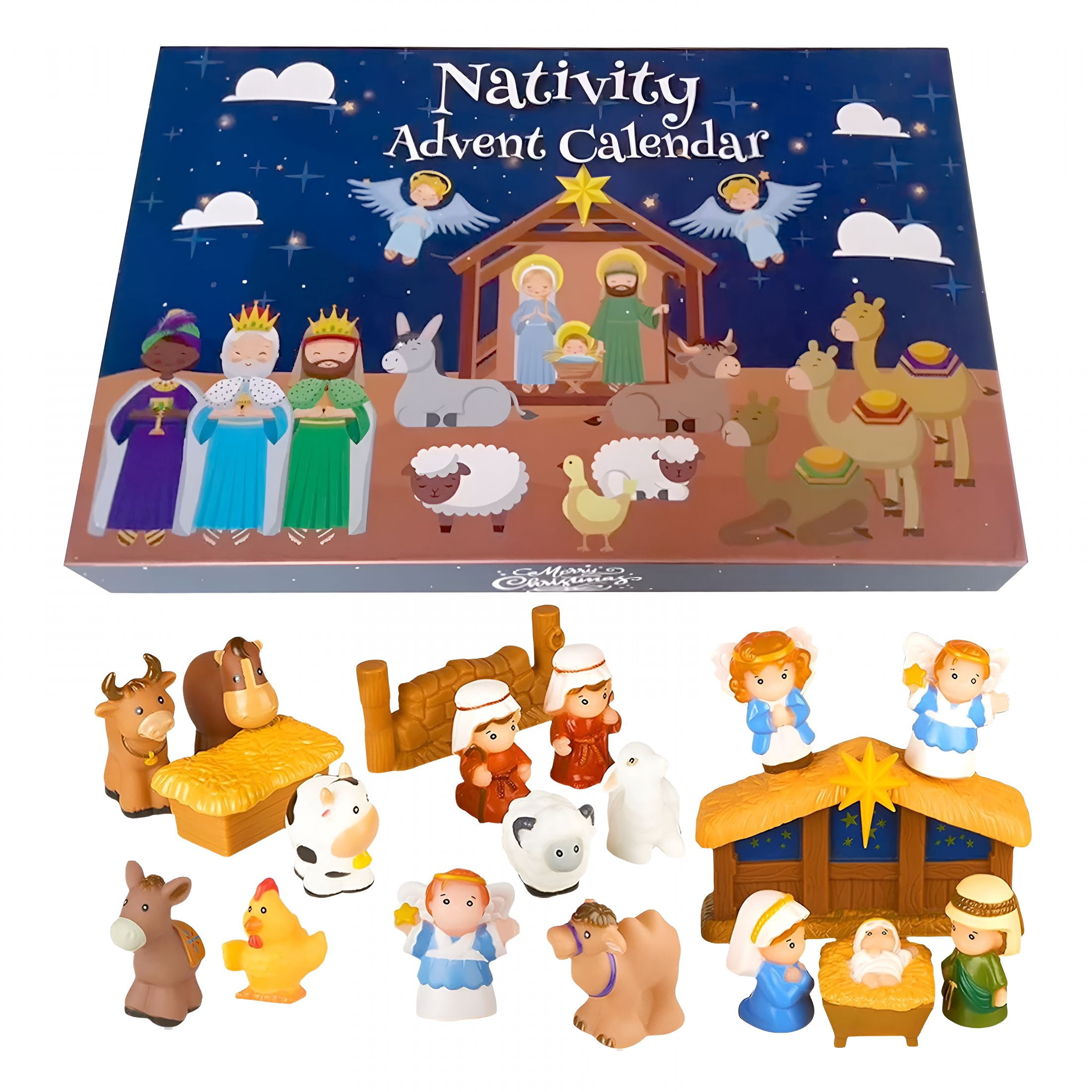 BESTSKY 2026 New Nativity Advent Calendar 2026 Kids,Christmas Story Nativity Playset Christian Advent Calendar for Toddlers,Kids,Girls,25Pcs Nativity Scene Set Toys for Children Ages 1 2 3 4 5 6+
