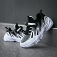 thumbnail image 3 of Kids Boys Platform Running Shoes Trendy Splice Leather Sneakers Antislip Basketball Shoes Comfy Trainers Athletic Shoes Black 10.5 Little Kid, 3 of 6
