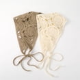thumbnail image 5 of Helii Hollow Crochet Triangle Head Scarf for Women – Handmade French Retro Boho Head Kerchief, Adjustable Tie Back Breathable Knit Hair Scarf for Spring Summer Beach Travel Beige,One Size, 5 of 6