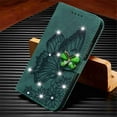 thumbnail image 3 of Decase for Samsung Galaxy S22 Ultra Phone Case, Glitter Bling Diamond Butterfly Magnetic Shockproof Magnetic Case Flip Embossing PU Leather Wallet Card Holder Case, Green, 3 of 7