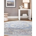 thumbnail image 3 of Rugs.com Eco Traditional Collection Rug – 7 Ft Round Harbor Blue Medium Rug Perfect For Kitchens, Dining Rooms, 3 of 9