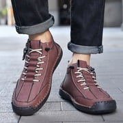 Mens Barefoot Wide Toe Combat Boots Vintage Casual Stitching Leather Zip up Walking Shoes Fashion Sneakers Ankle Booties