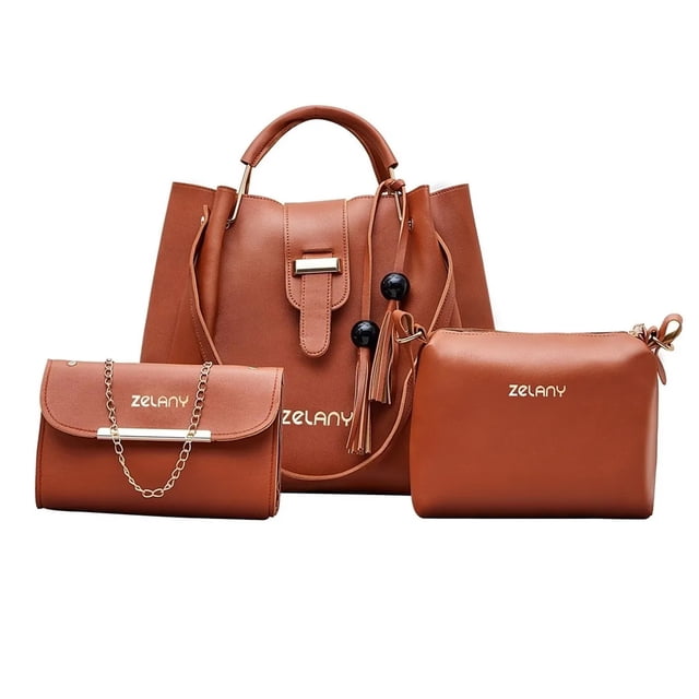 Set 3 Bolsas Bandolera Mujer Cosmetiquera Cartera Borla Logo CAFE Bandolera bolso, dama, juvenil