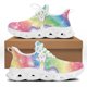 thumbnail image 1 of Yikeluo Zapatos planos de primavera con estampado de dientes para mujer, cómodos, de malla, con cordones, 1 of 6