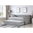 thumbnail image 2 of Pemberly Row Lansford Twin Size Tufted Nailhead Trim Daybed with Trundle in Dove Gray, 2 of 5