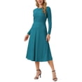 thumbnail image 4 of VESTIDOS DE OTOÑO PARA MUJER INSPIRE CHIC Vestido Casual Midi de Punto con Cuello Redondo y Mangas Largas M Azul Lago, 4 of 6