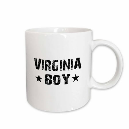 

3dRose Virginia Boy - home state pride - USA - United States of America - black and white text and stars - Ceramic Mug 11-ounce