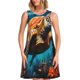 thumbnail image 1 of Easygdp Colorful Flower Sea Turtle para Vestido Transpirable de Mujer, Vestido Suelto de Manga Corta con Pliegues y Bolsillos para el Verano, 1 of 7