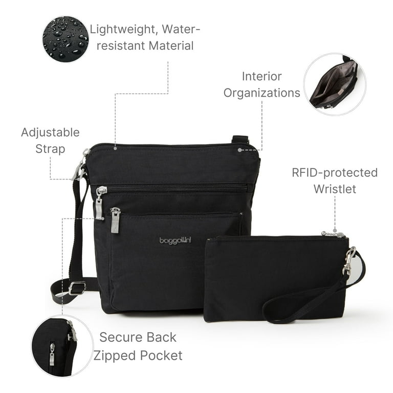 Baggallini Women's Square Purse, Pocket RFID Crossbody 1.5" x 7.5" x 10.5",  POC879 - Walmart.com