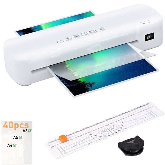Naipo 9 Inch Laminator 4 in 1Thermal Laminator Machine Never Jam Laminator Machine with 40 Laminating Sheets A4 A5 A6 Use for Home  Office or School Business White