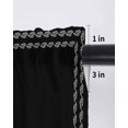 thumbnail image 6 of Black Textured Tier Curtains 24 Inch Length,Sheer Curtains for Bedroom Living Room Window Farmhouse Country Woven Striped Rod Pocket Voile Drapes Kitchen Curtains Small Half Window 27.5"x24" 2 Panels, 6 of 7