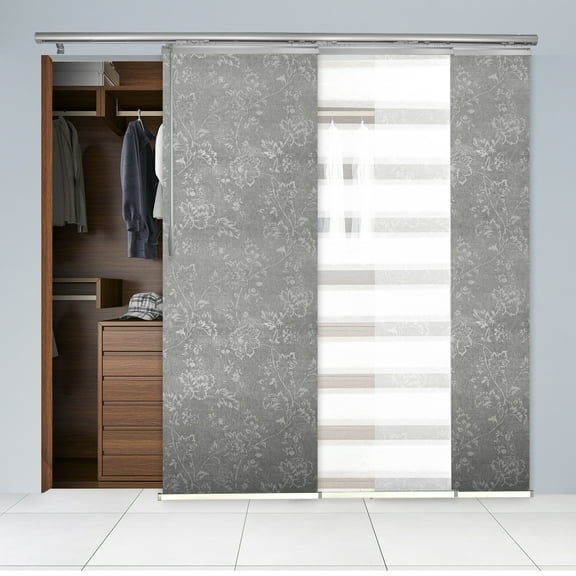 Domovina 3 Panel Track Vertical Blinds, Adjustable 36-66"W x 91.4"H - Kindal/Aina