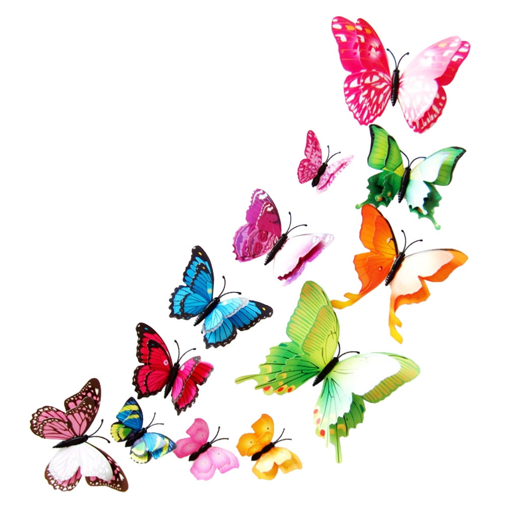 6x Double Layers 3D Luminous Butterfly Stickers Room Glowing Switch Wall Decor 